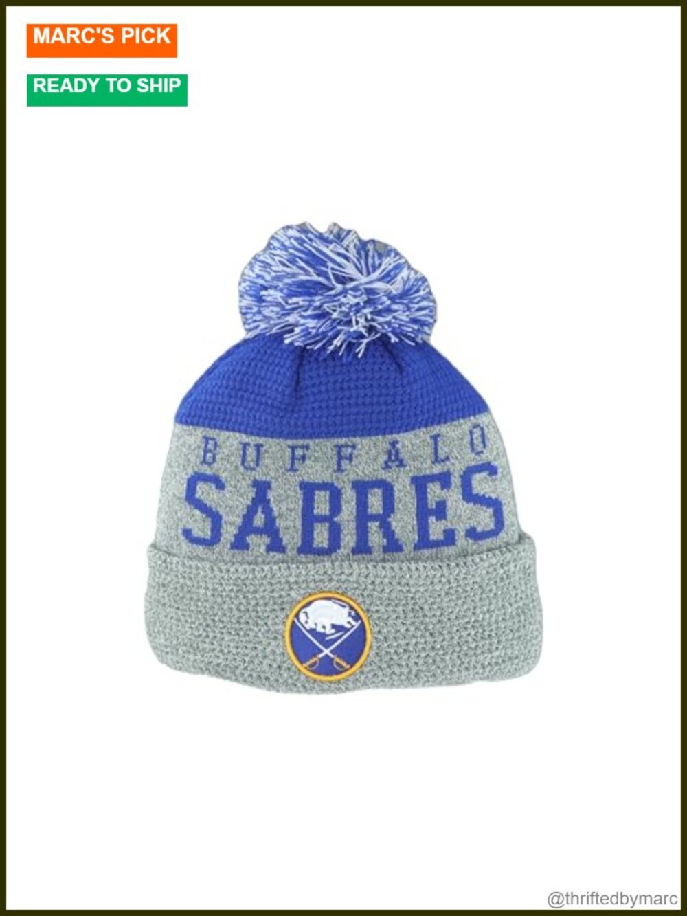 NHL Officially Licensed Buffalo Sabres Pom Beanie Warm Knit Hat